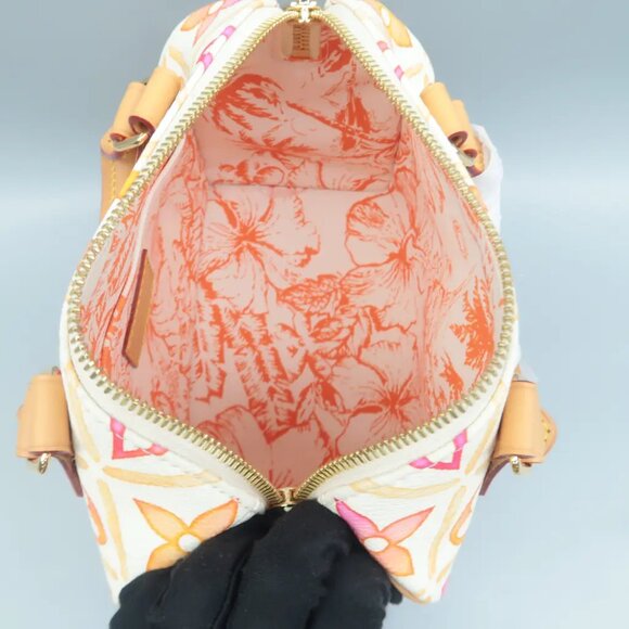 Auth LOUIS VUITTON Speedy 20 Bandouliere White&Orange Monogram Canvas 3117-1092 - Picture 10 of 12
